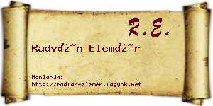Radván Elemér névjegykártya